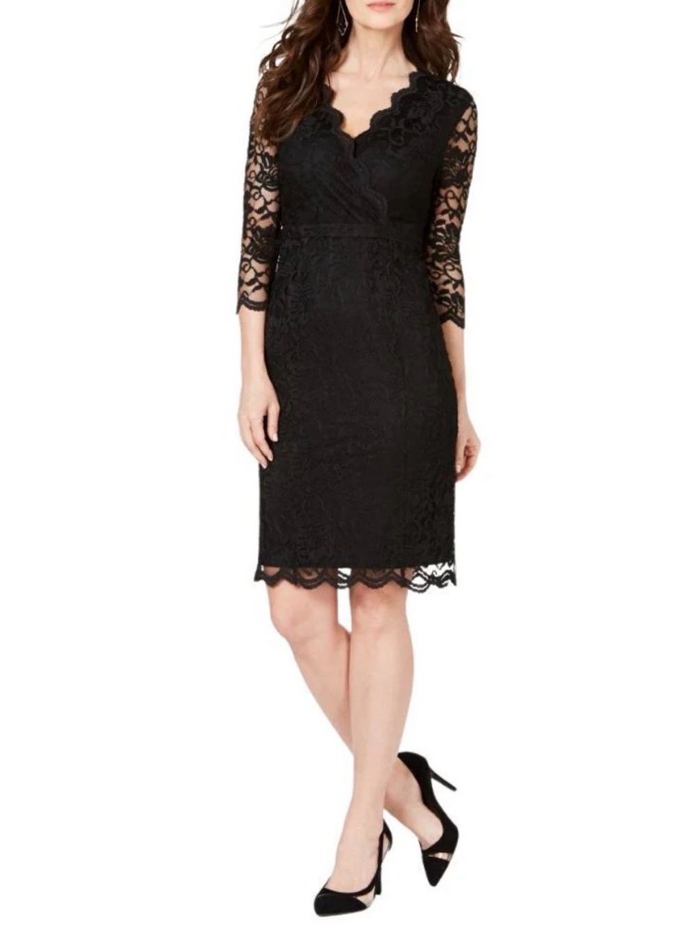Thalia Sodi‎ Rio Black Lace Sheath Dress Formal XL Cocktail Wedding Guest NWT